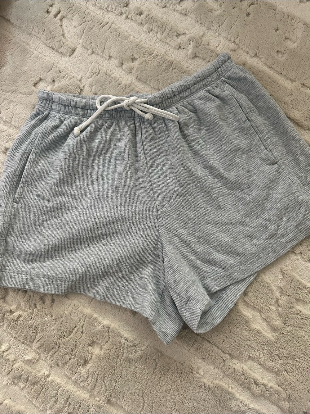 aerie Light Gray Ribbed Lounge Shorts